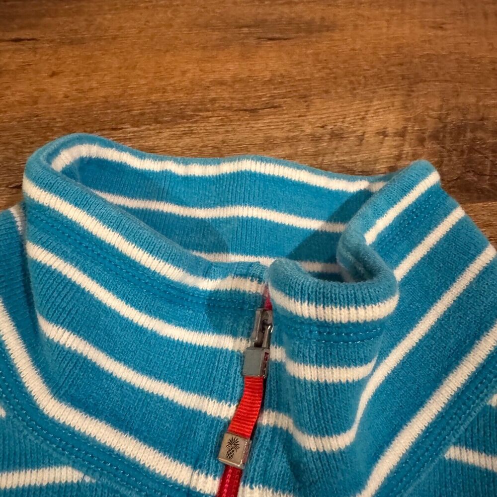 Tommy Bahama Sweater S Blue Striped Nautical Preppy Beach 1/2 Zip Pullover READ - Picture 4 of 10
